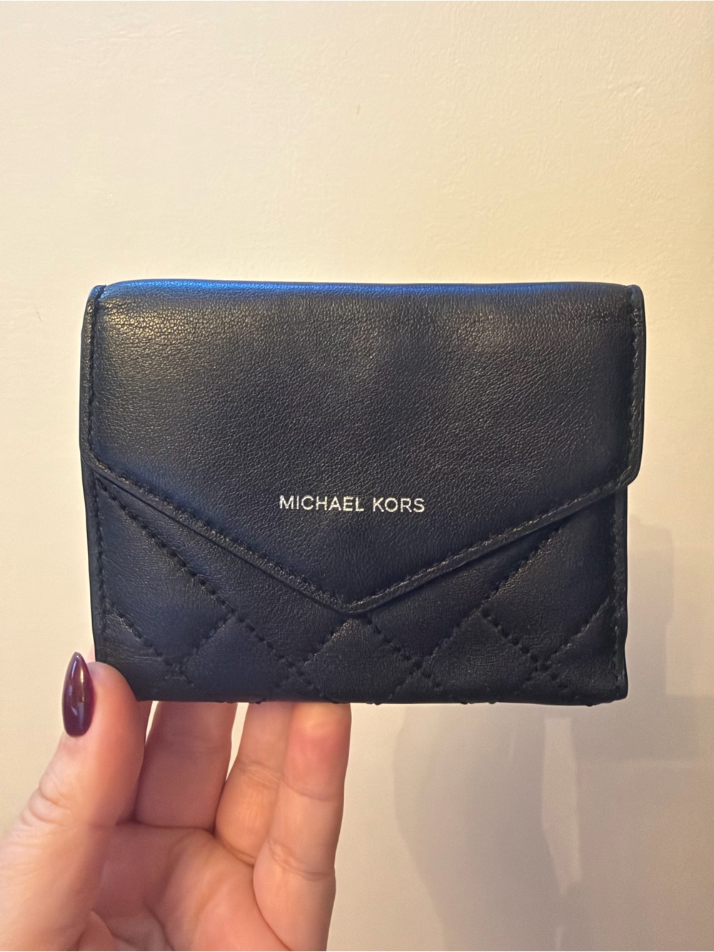 Michael Kors Sloan Small Quilted Leather Trifold Wallet - Black - Lightly used.